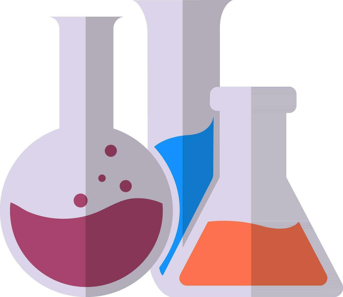 Beaker with test tube and chemical experiment tube. vector