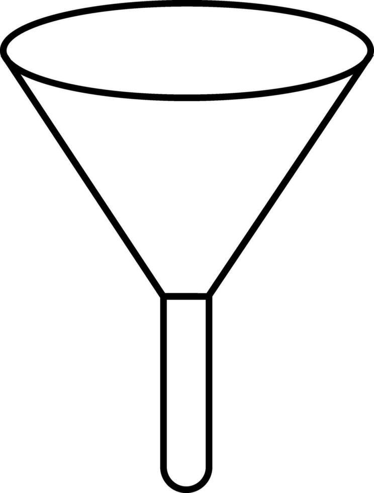 Flat filter funnel in black and white color. vector