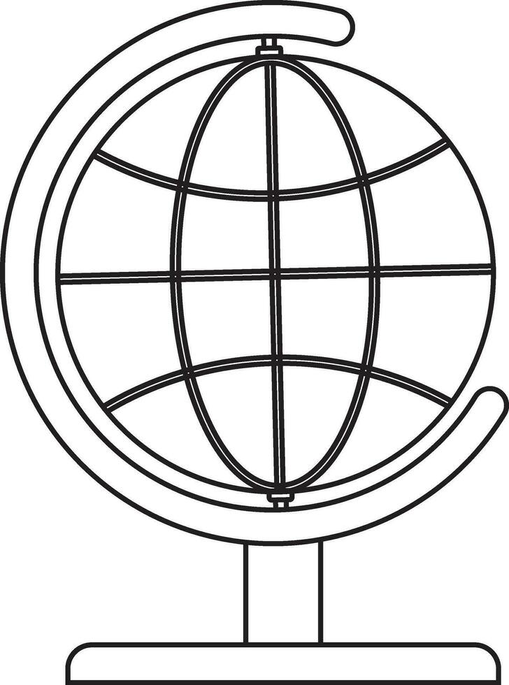 Illustration of globe standing in black line art. vector