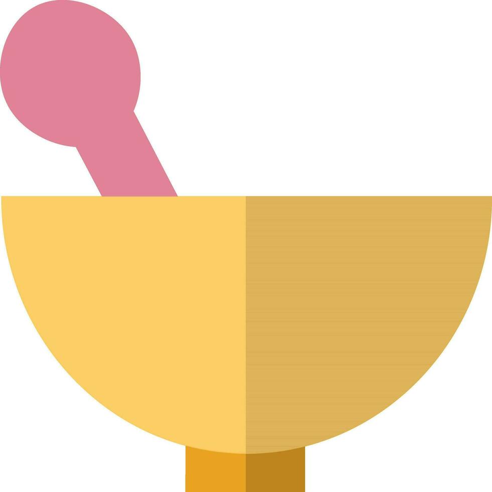 Mortar and pestle. Yellow and pink illustration. vector