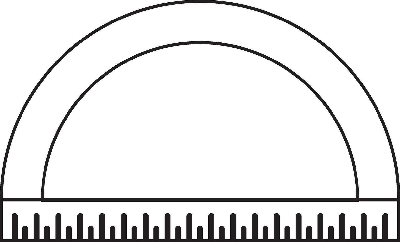 Illustration of protractor rular in black line art. vector