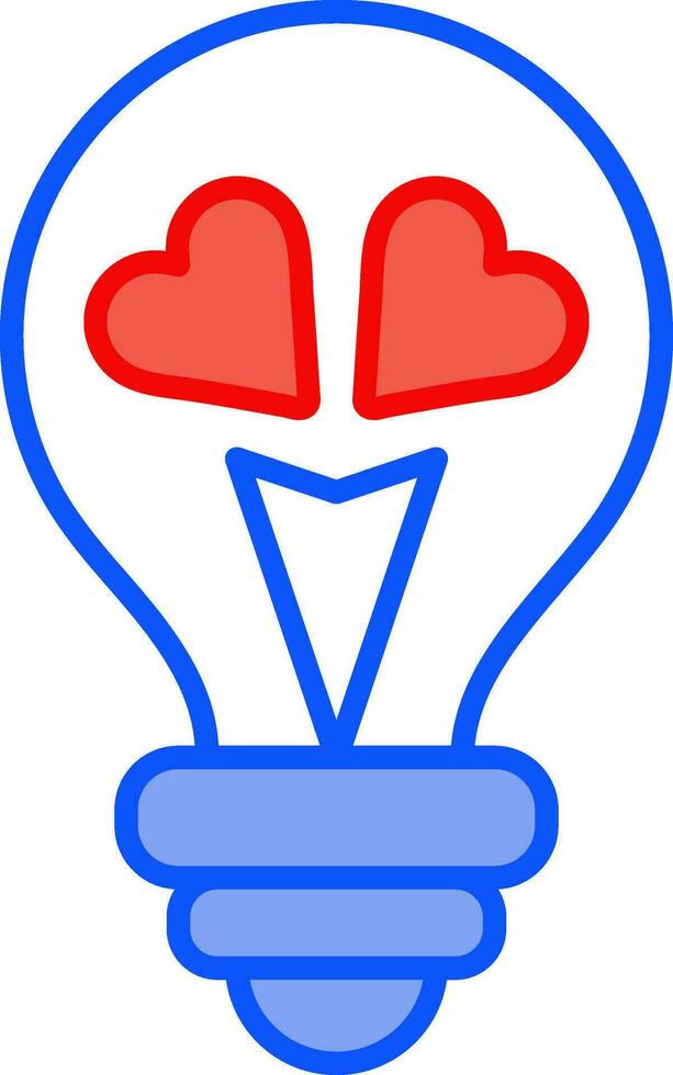 Blue and Red Hearts in light bulb icon on White Background. vector