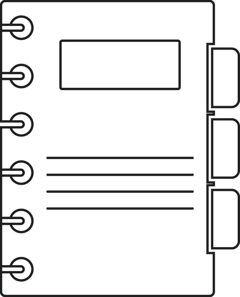 Illustration of notebook in black line art. vector