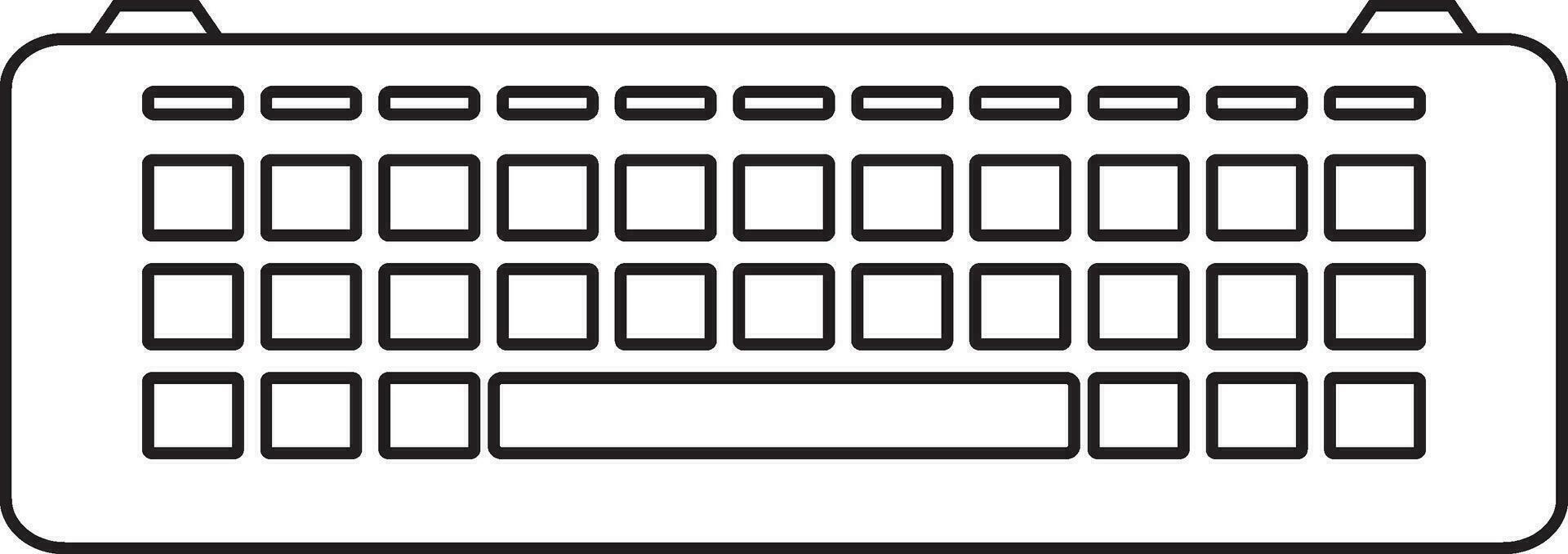 Black line art keyboard in flat style. vector
