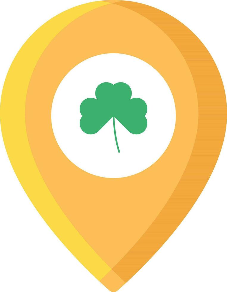 Location Pin With Shamrock Leaf Icon In Green And Yellow Color. vector