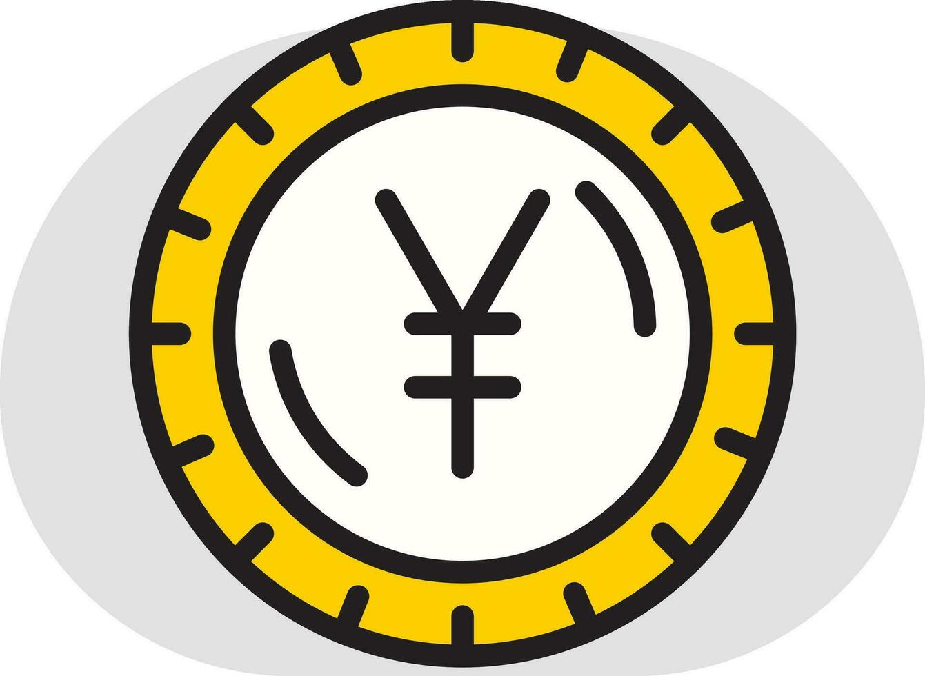 Chinese yuan money coin icon in yellow and white color. vector