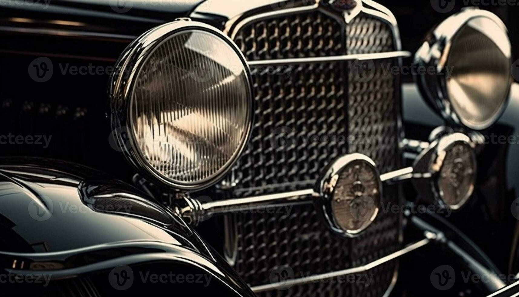 Vintage car grille reflects American culture elegance and old fashioned
