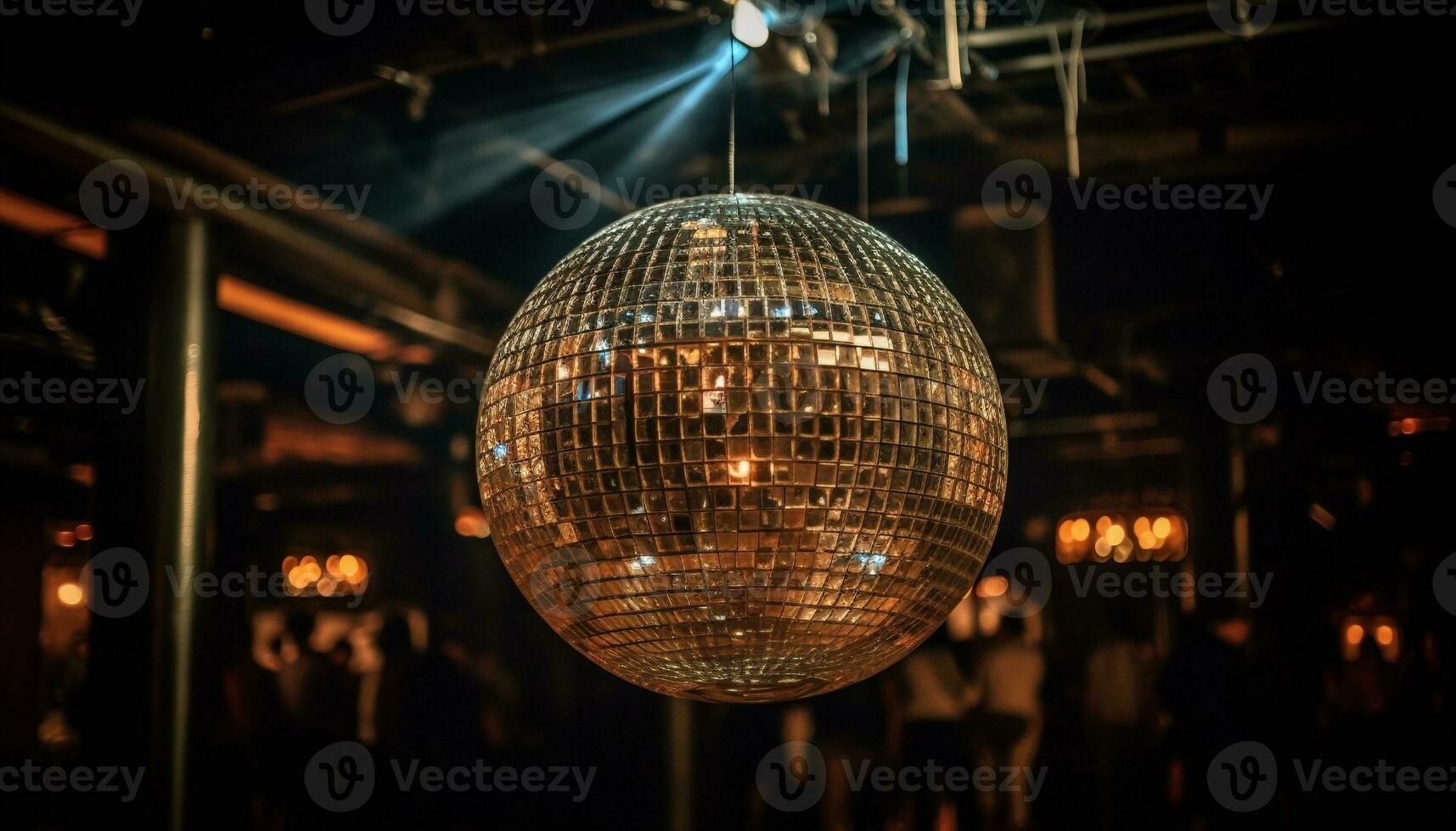 Vibrant nightclub with modern decoration, disco ball and multi