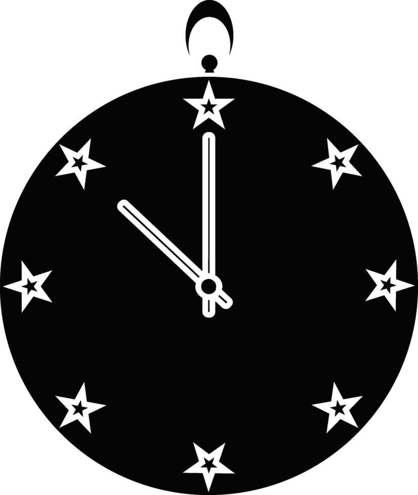 Stars decorated alarm clock icon or symbol. vector