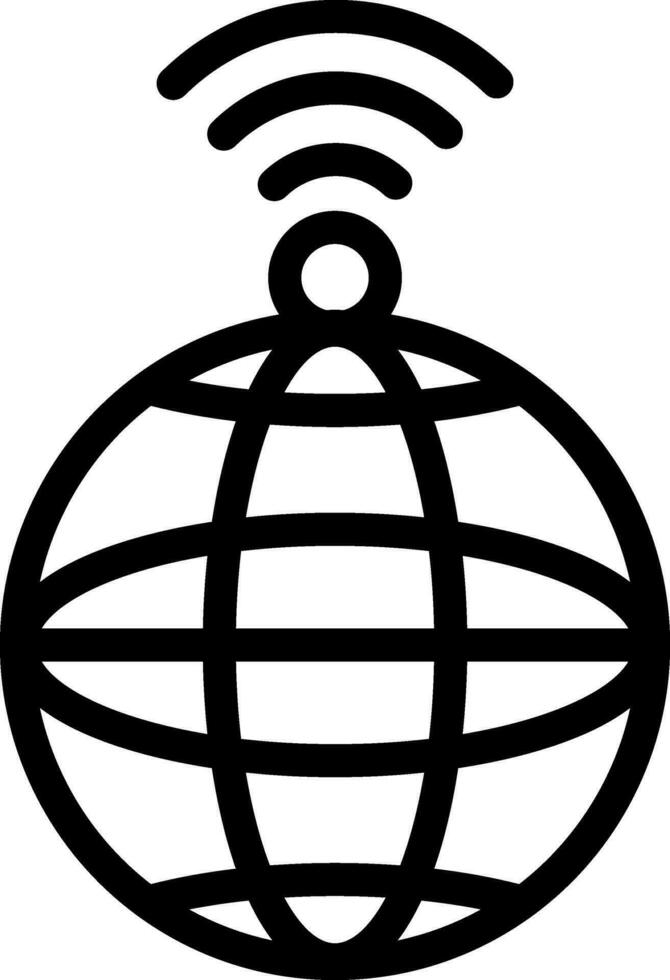 Global internet wifi connection signal icon in thin line art. vector