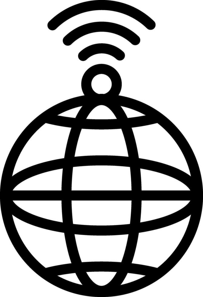 Global internet wifi connection signal icon in thin line art. vector