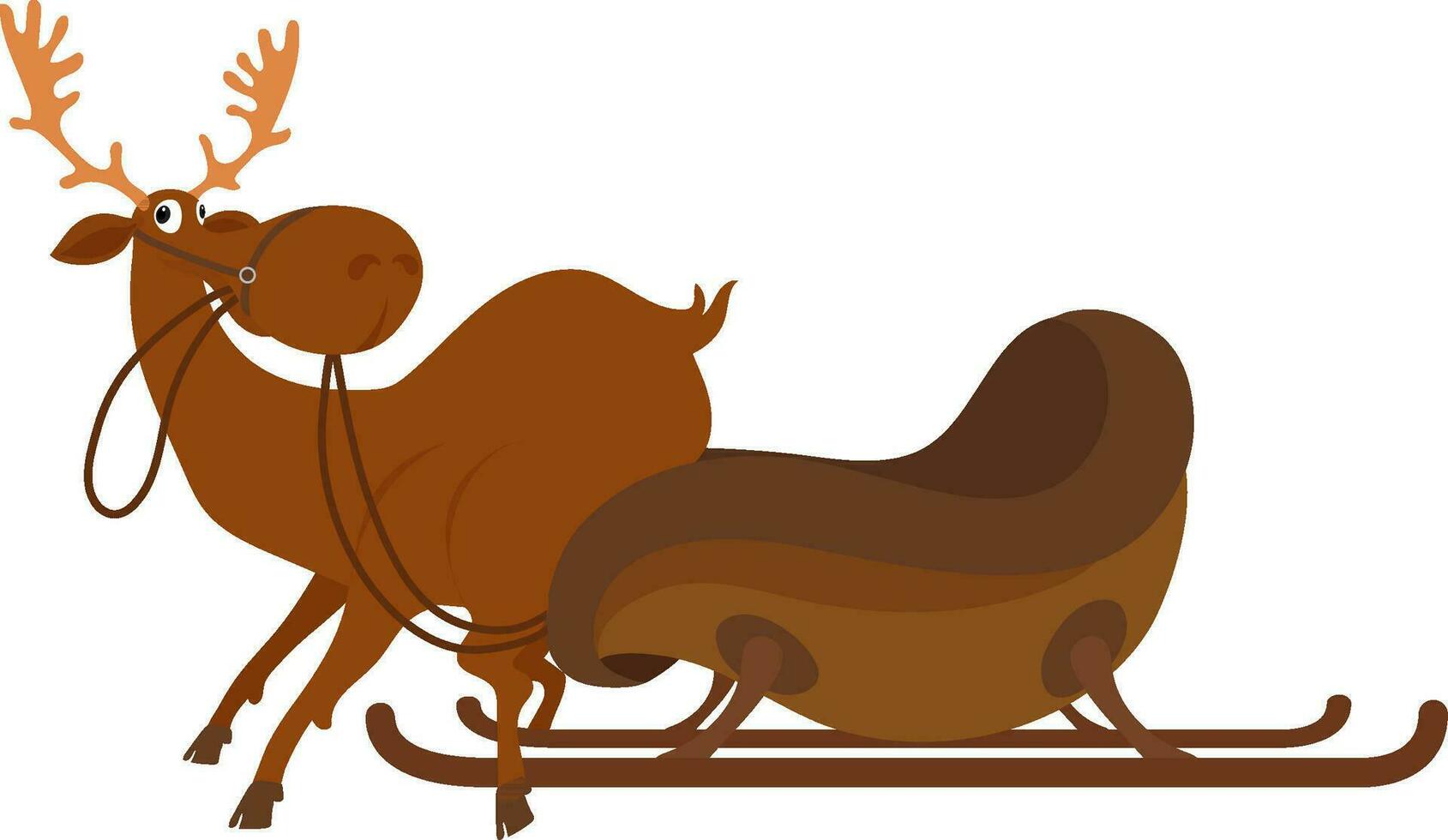 Santa sleigh in brown color. vector