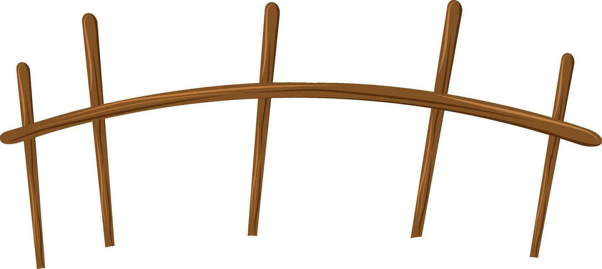 Brown wooden fence on white background. vector