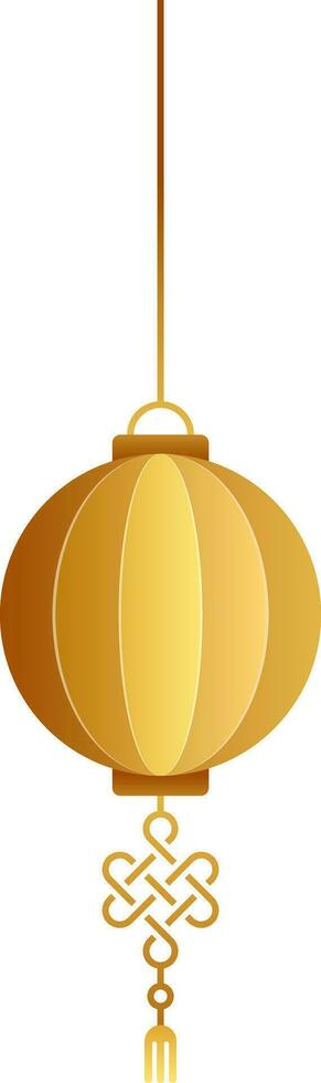 Golden Paper Chinese Lantern Hang on White Background. vector