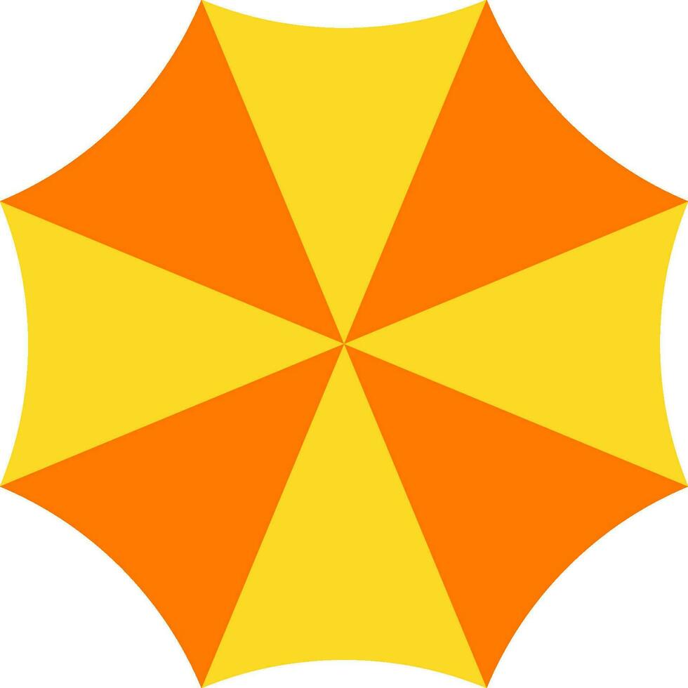 Top view of umbrella in yellow and orange color. vector