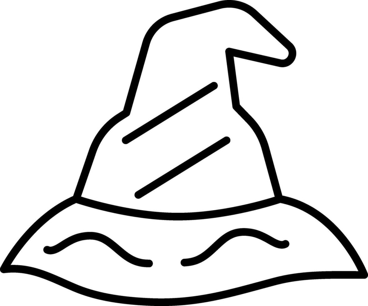 Black line art illustration of Witch Hat icon. vector