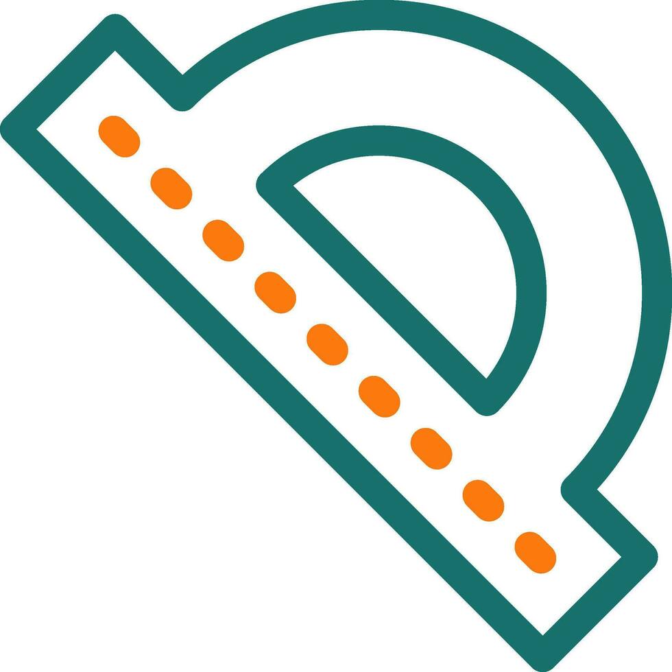 Flat Style Protractor icon in green line art. vector