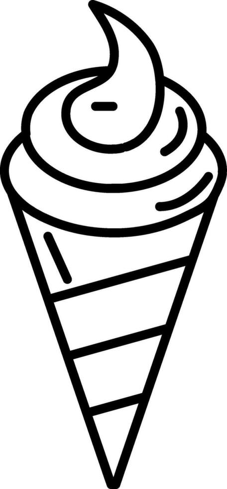 Ice Cream Cone icon in thin line art. vector