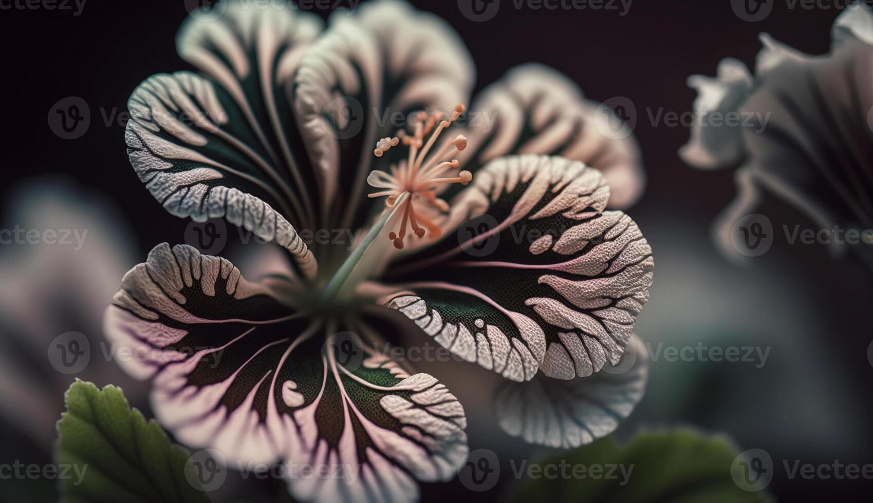 Fresh green leaves with delicate purple blossoms generated by AI photo