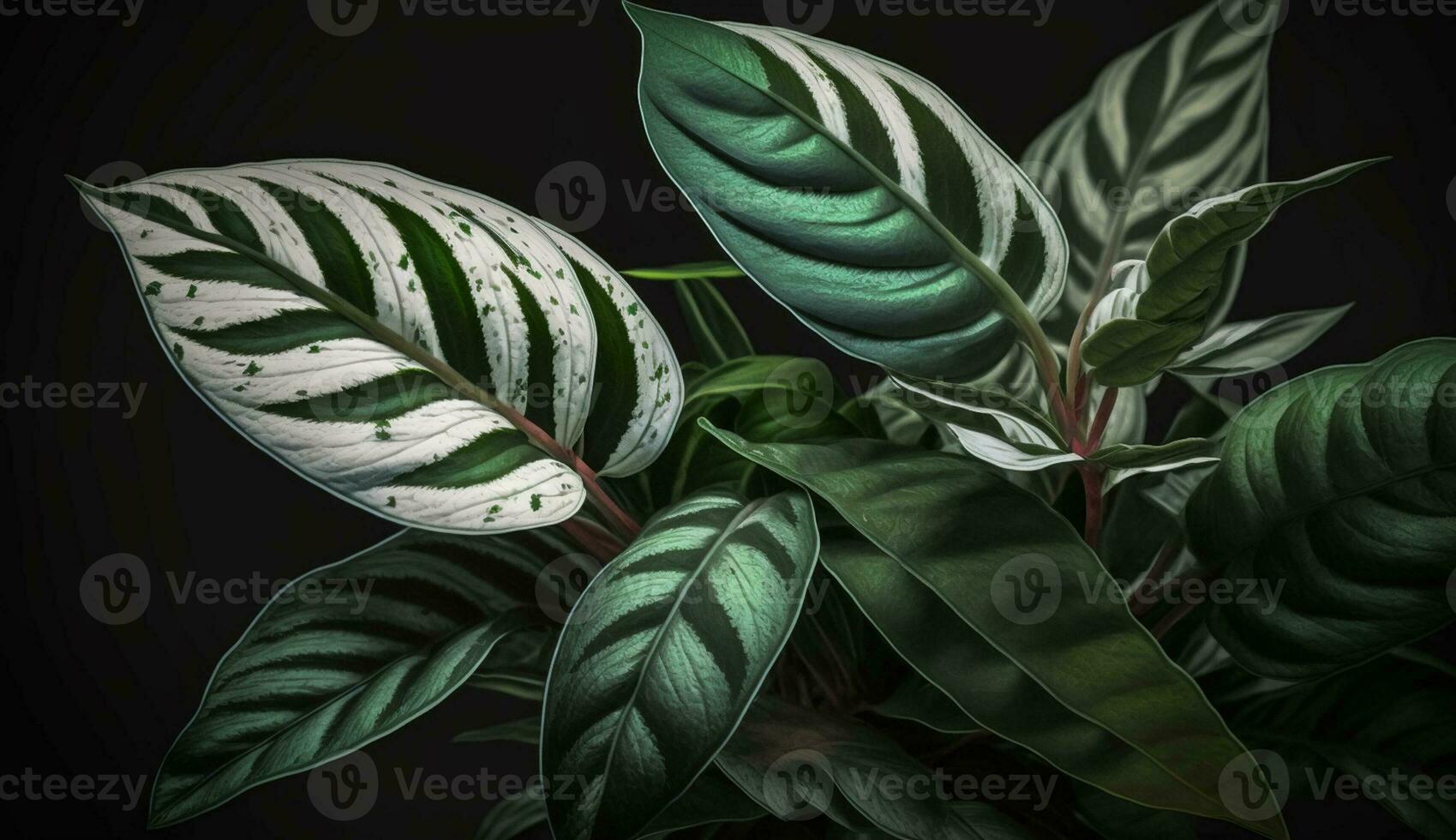 Green foliage watercolor painted vibrant organic growth generated by AI photo