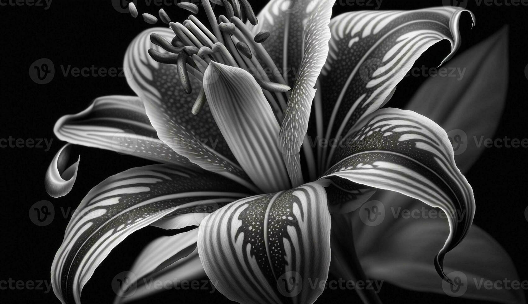 Black and white nature flower petal beauty generated by AI photo