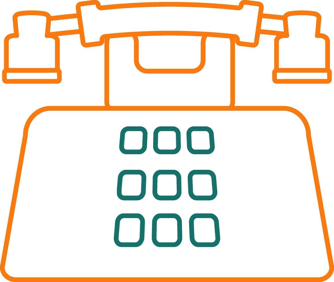 Retro Telephone icon in orange thin line. vector