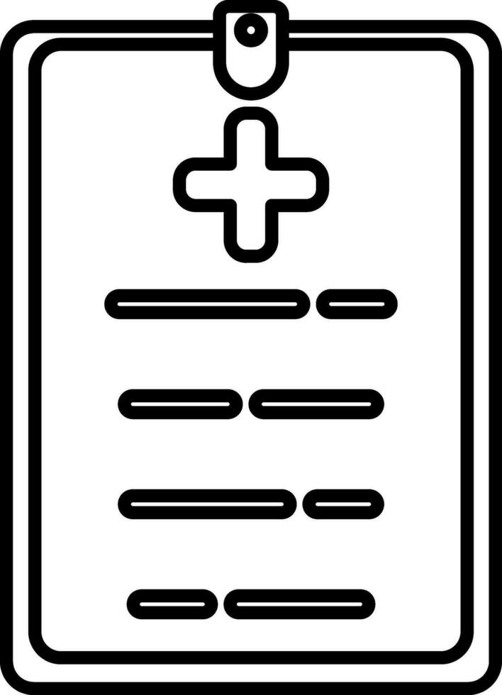 Medical Document Paper on Clipboard Icon in thin line. vector
