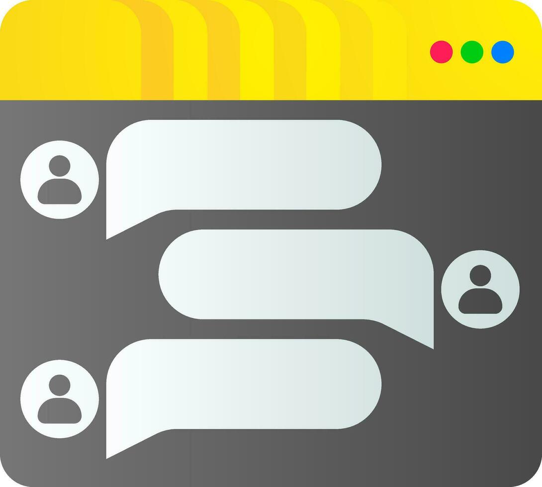 Online user chatting web page icon in in gray and yellow color. vector