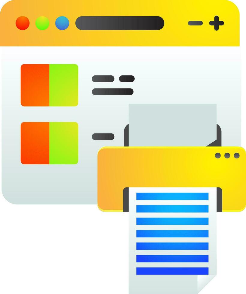plano estilo impresora en web página pantalla icono en vistoso color. vector