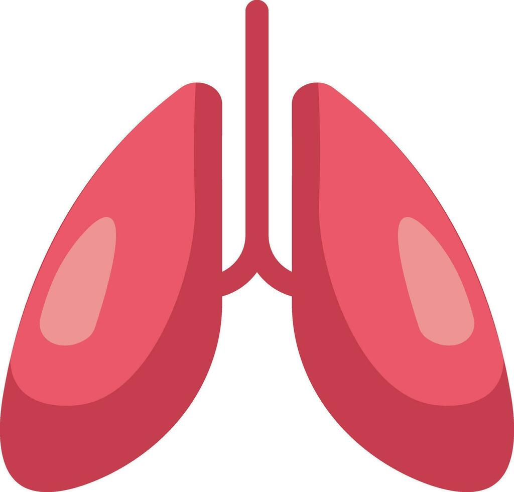 Flat style Red lungs icon on white background. vector