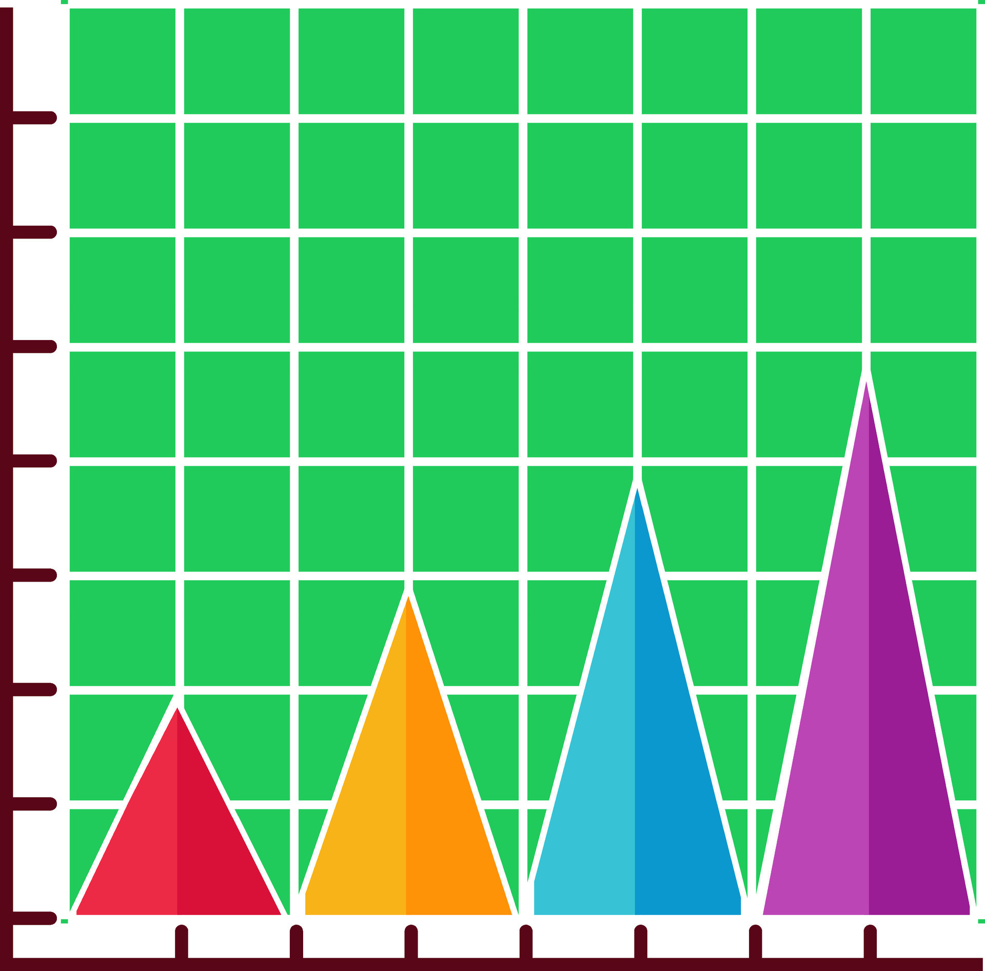 Illustration of Colorful Triangle Bar Graph Chart icon. 25055351 Vector Art at Vecteezy