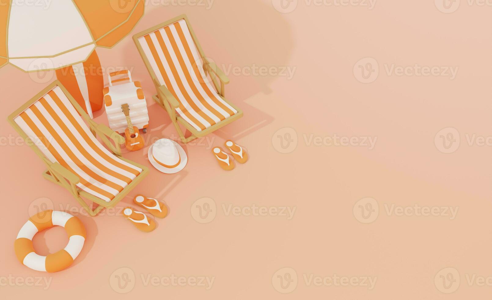 d vacation scene background with 3d render objects suitable usefor banner, social media post, landing page, etc photo