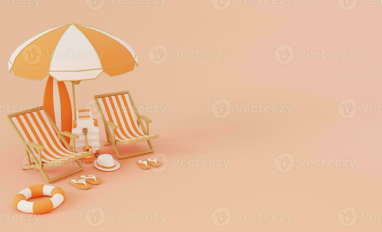 d vacation scene background with 3d render objects suitable usefor banner, social media post, landing page, etc photo