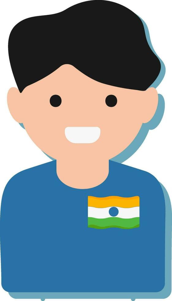 Cheerful Wearing Indian Flag T-Shirt Colorful Icon. vector