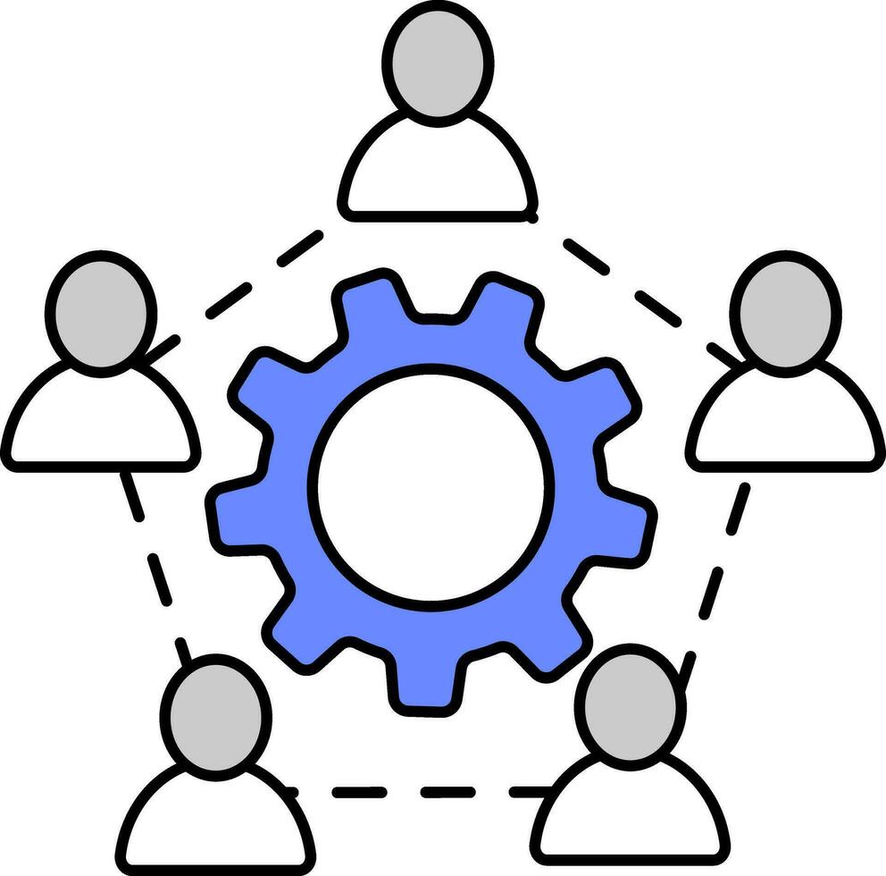 Settings Or Manage User Connection Icon In Blue And Grey Color. vector