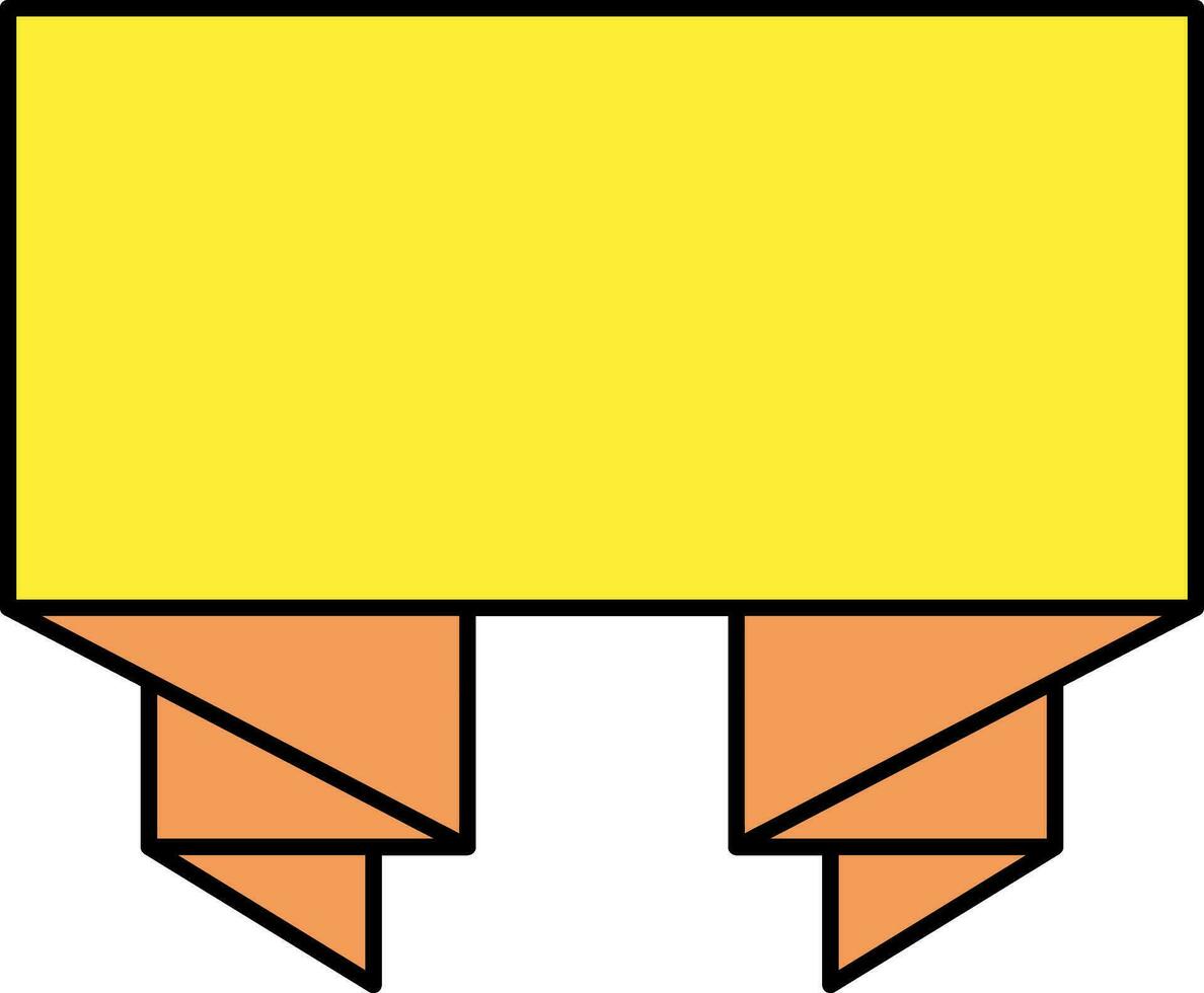 Yellow And Orange Color Empty Folded Ribbon Icon. vector