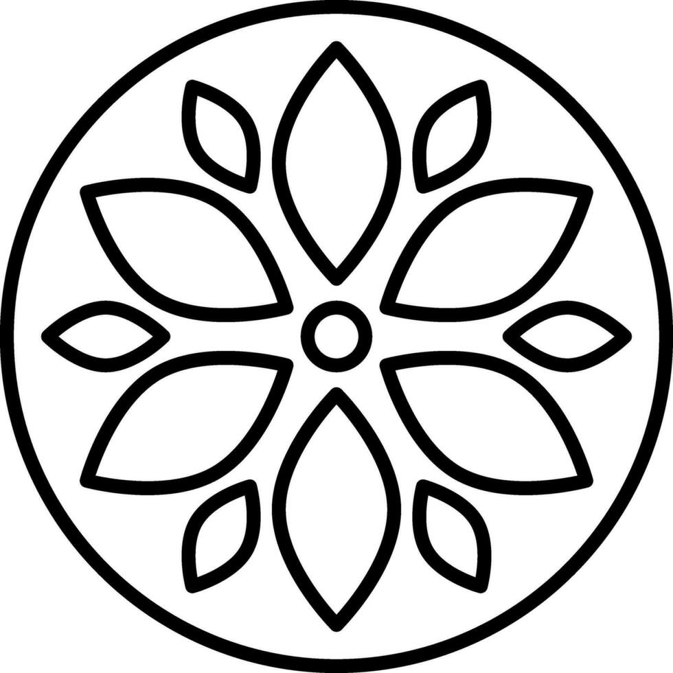 negro lineal mandala icono en plano estilo. vector