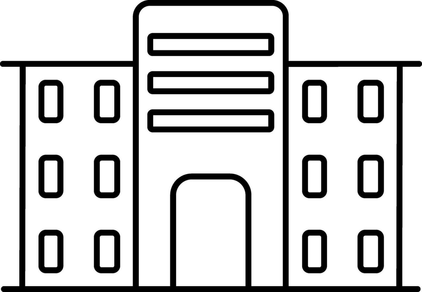 Flat Style Building Icon In Black Stroke. vector