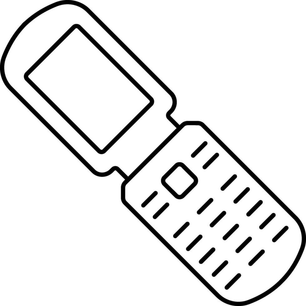 Folding Keypad Phone In Line Art. vector