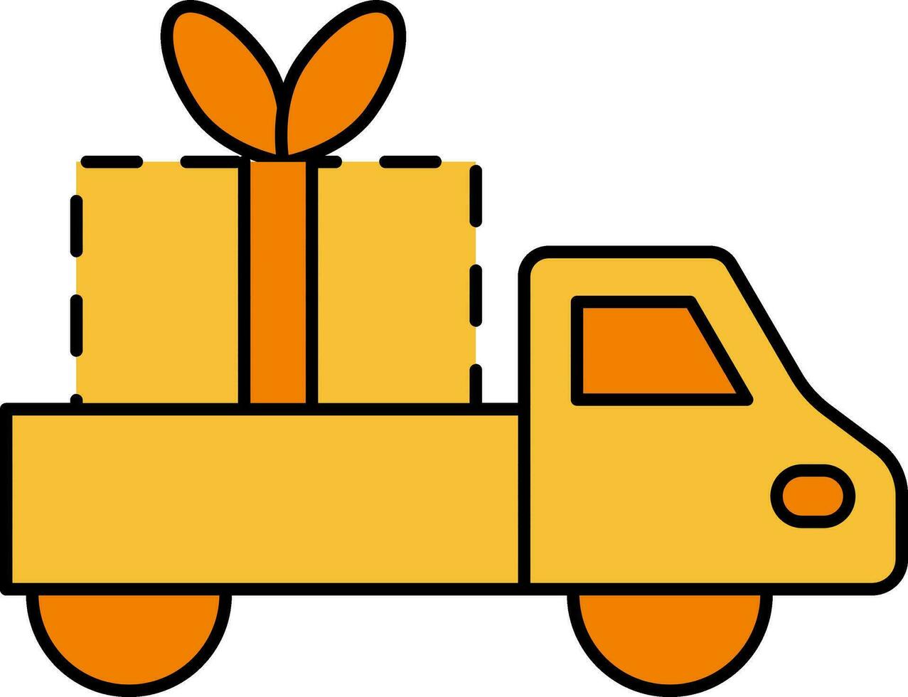 Gift Box Delivery Truck Icon In Yellow Color. vector