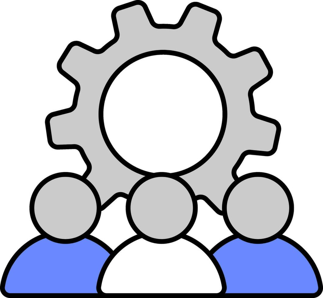 Flat Style Technical Or Engineering Team Grey And Blue Icon. vector