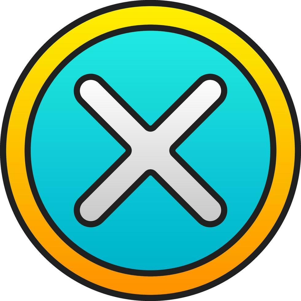 Flat Style Close Button Yellow And Blue Icon. vector