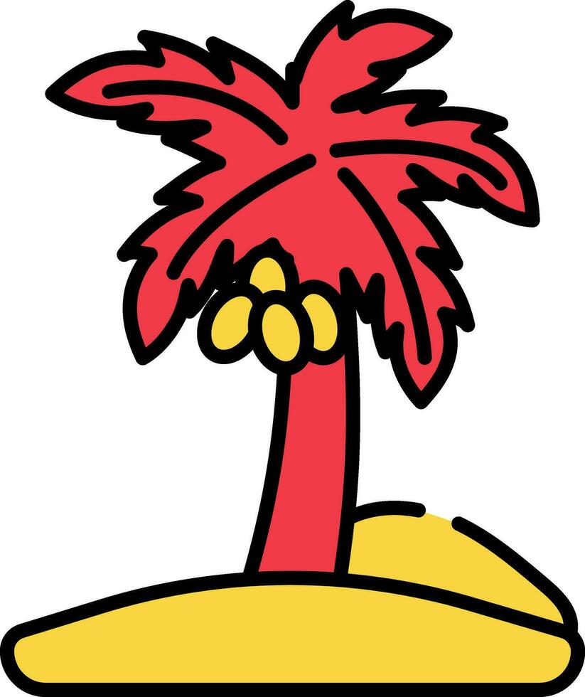 Coconut Tree Icon In Red And Yellow Color. vector
