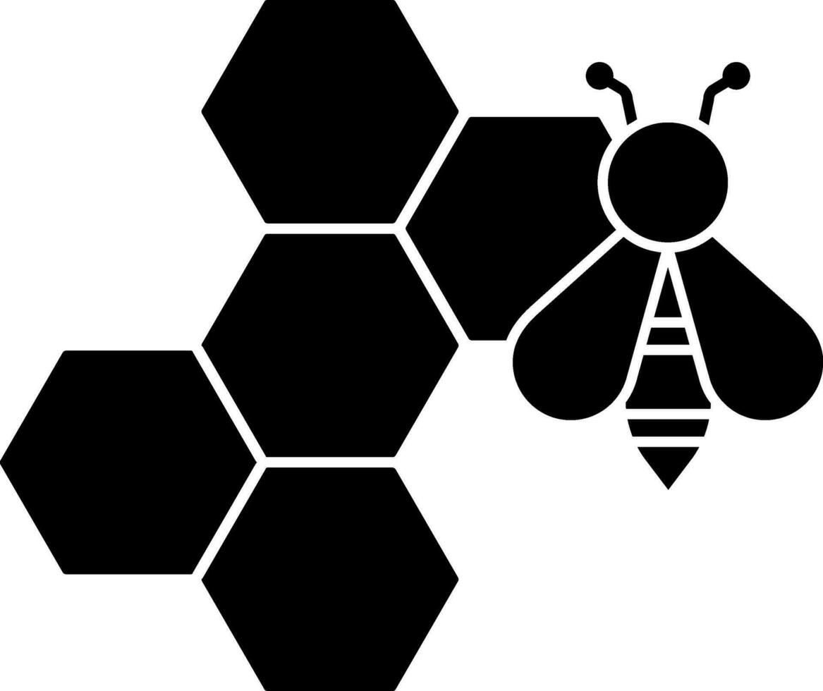 Honey Bee Net Icon In black and white Color. vector