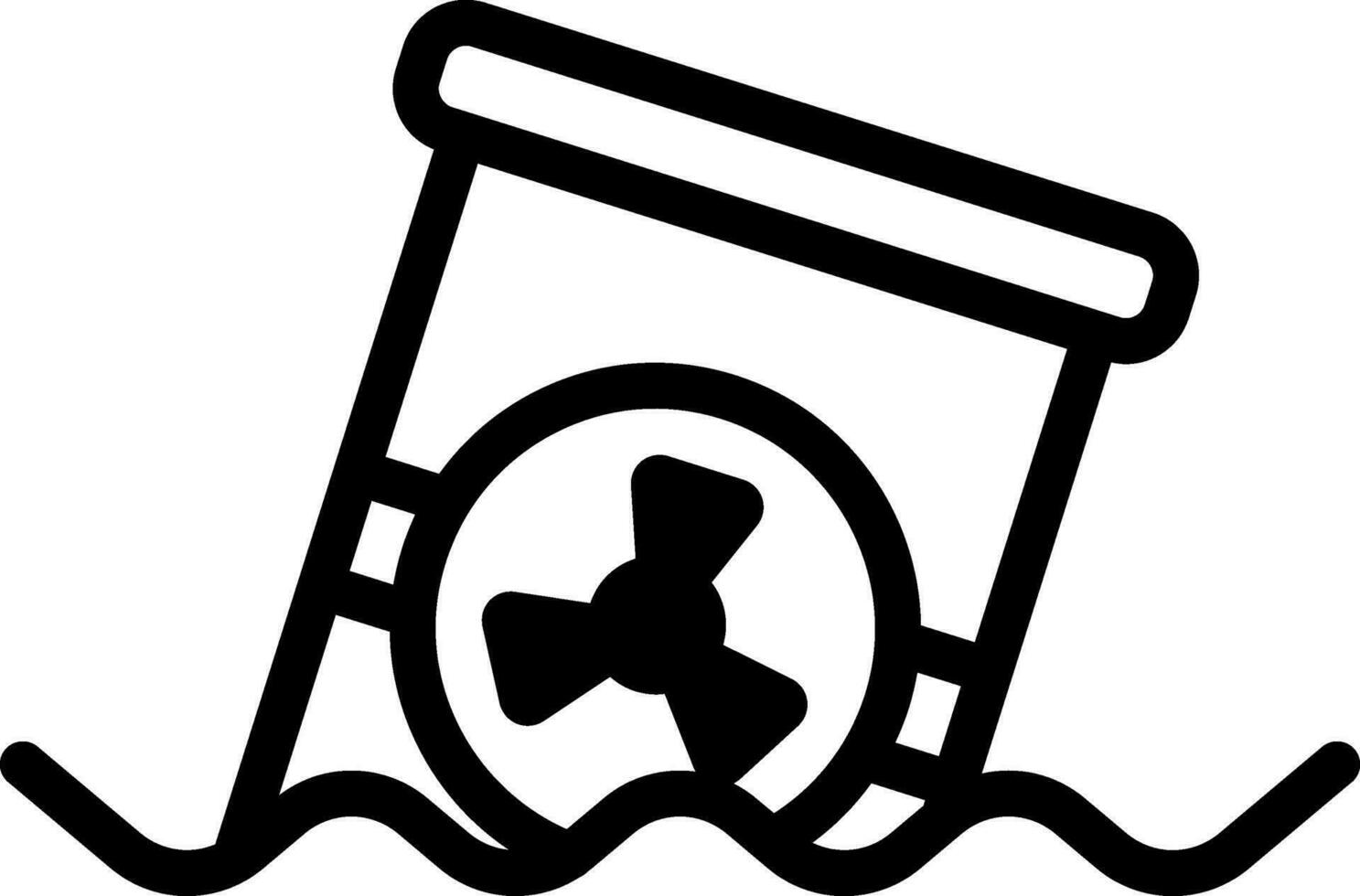 Toxic Waste Contamination On Water Icon In Black And White Color. vector