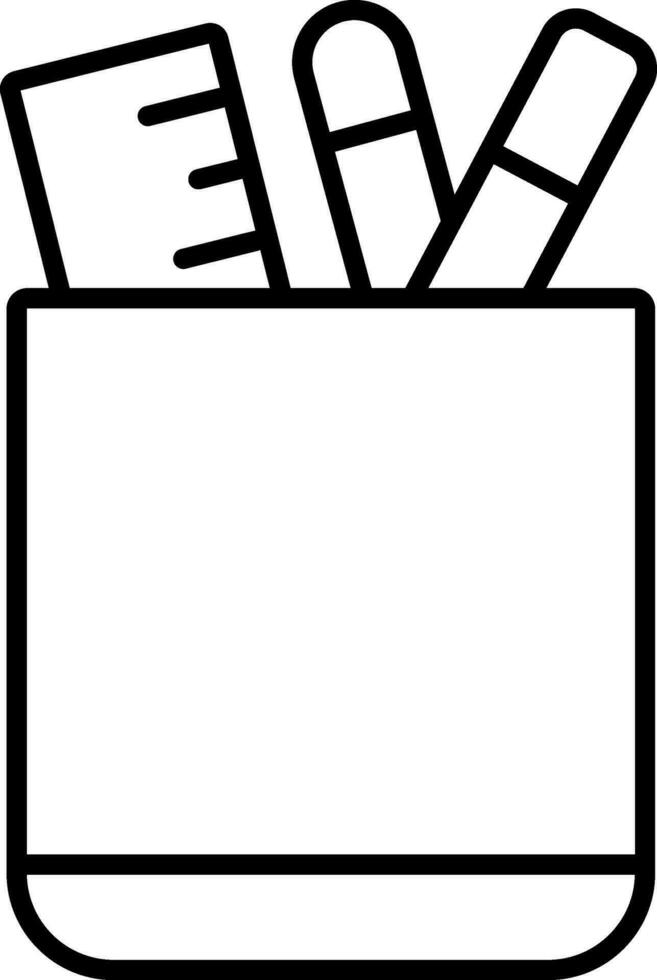 Pen Holder Icon In Black Line Art. vector