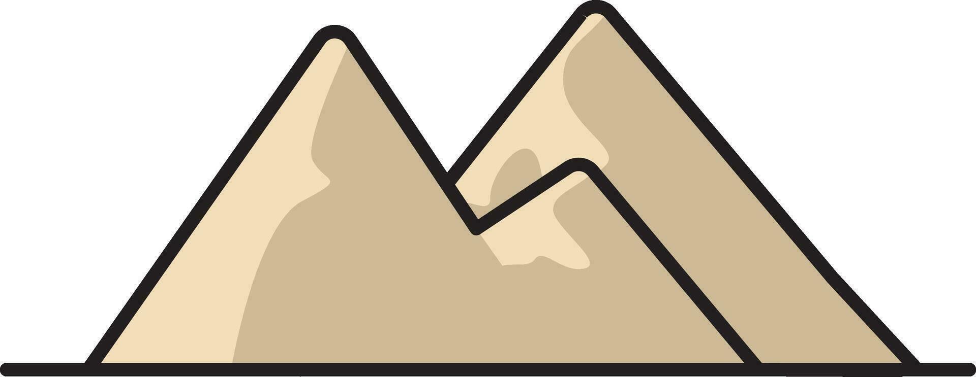 Peach Mountain Landscape Icon In Flat Style. vector