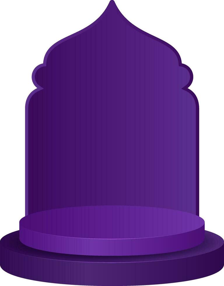 3D Render Circular Entrance Podium Door Element In Purple Color. vector