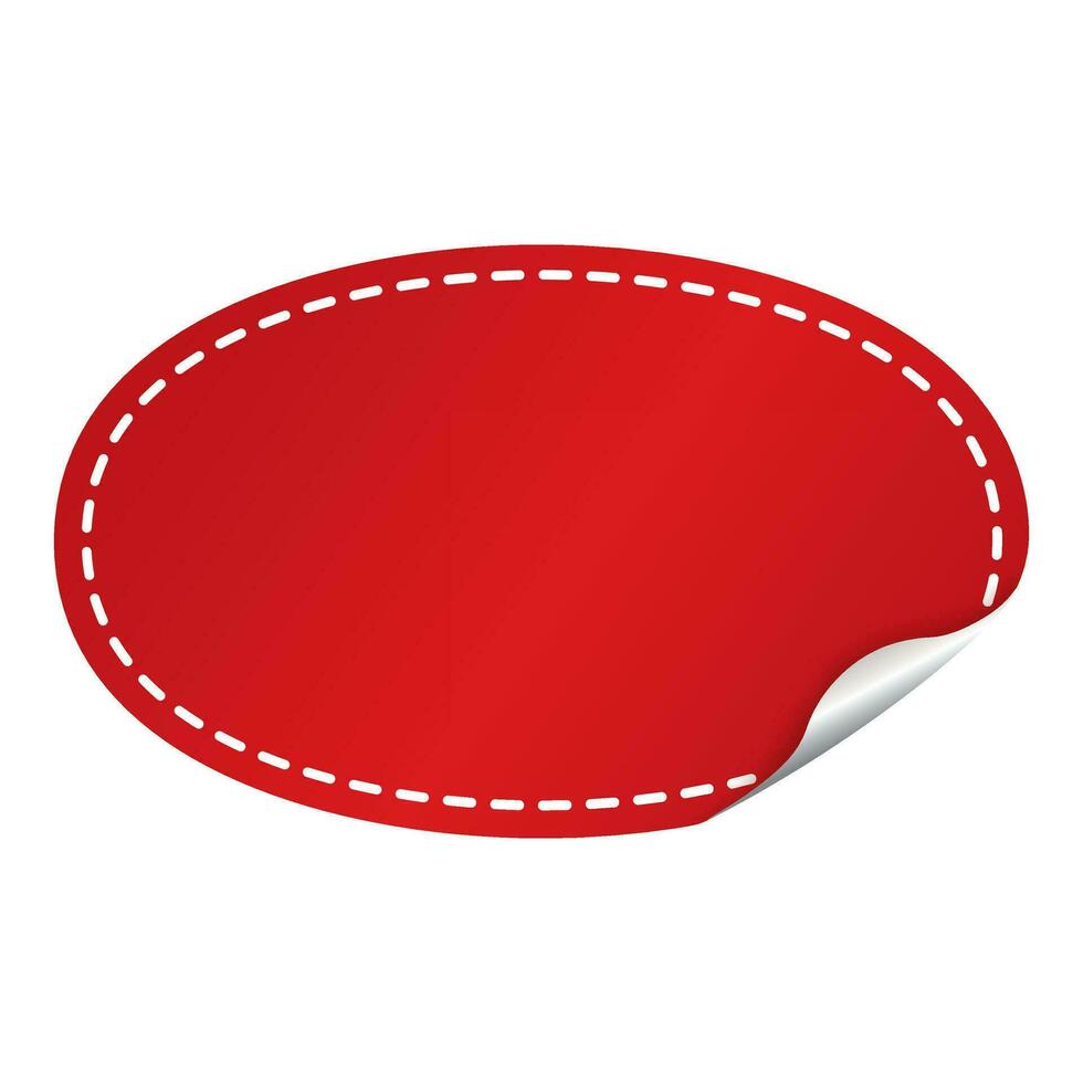 Red Blank Paper Round Badge Or Label On White Background. vector