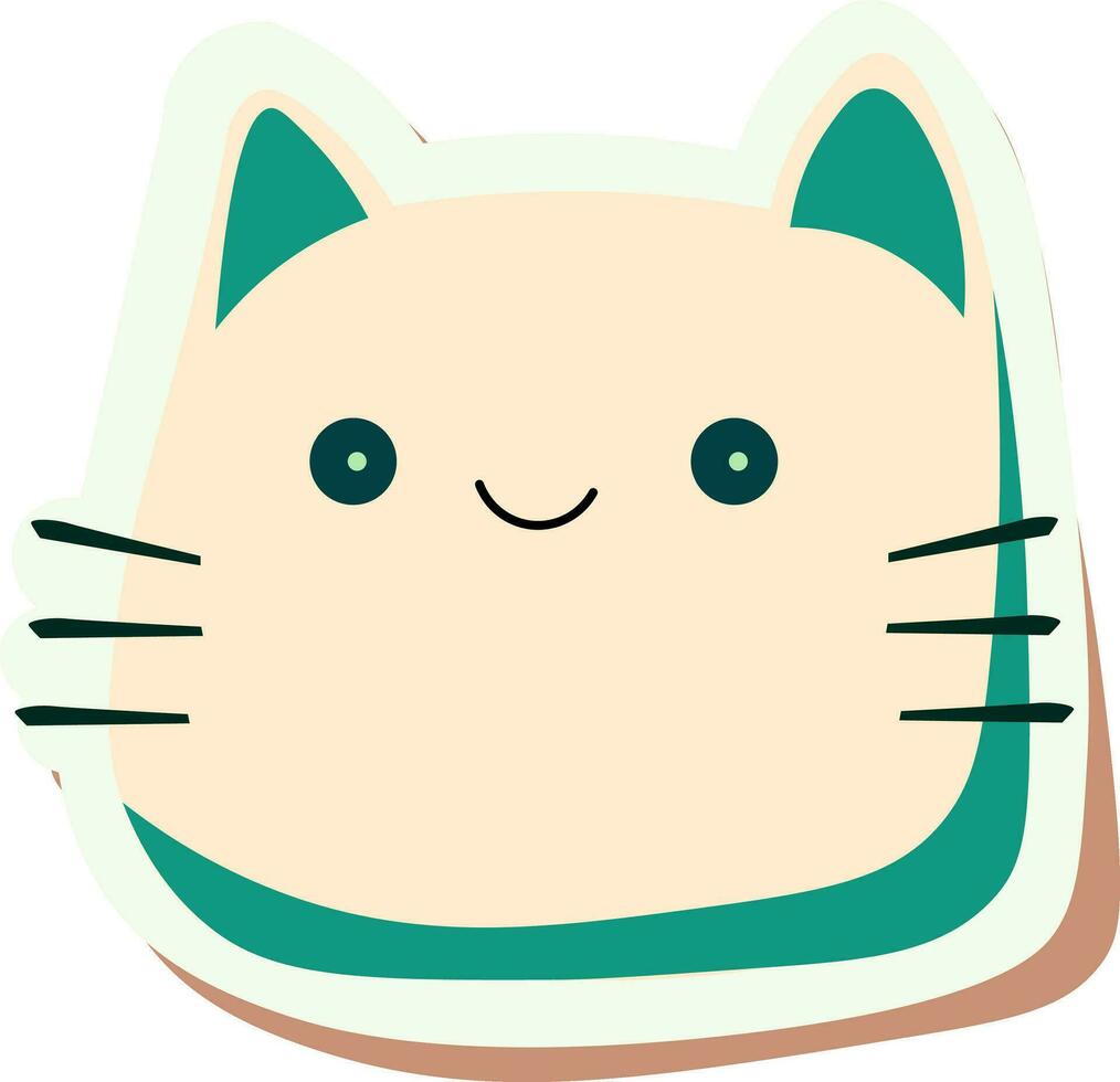 Isolated Cat Emoji Face In Sticker Style. vector